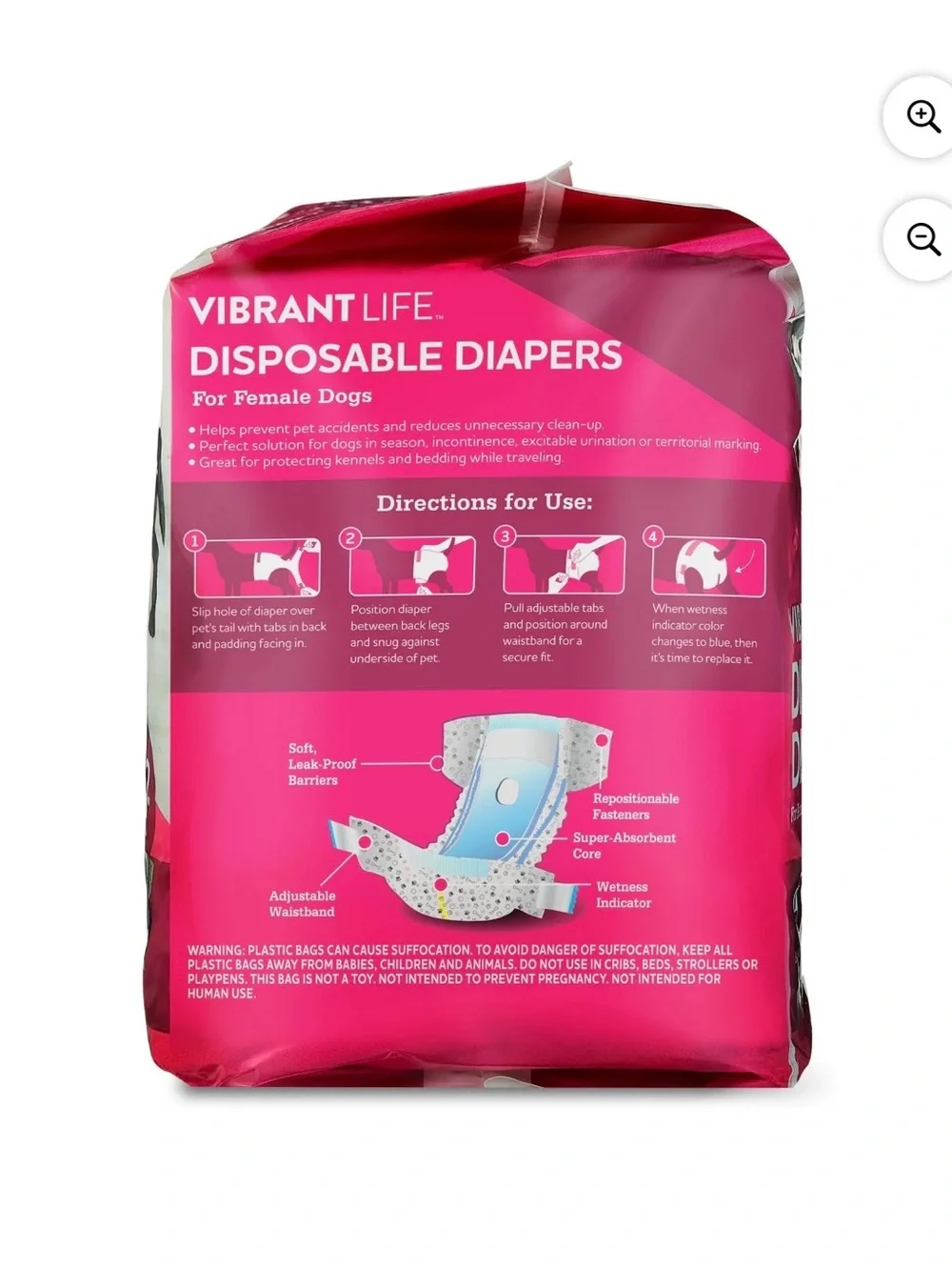 Vibrant Life Disposable Dog Diapers -Size Large